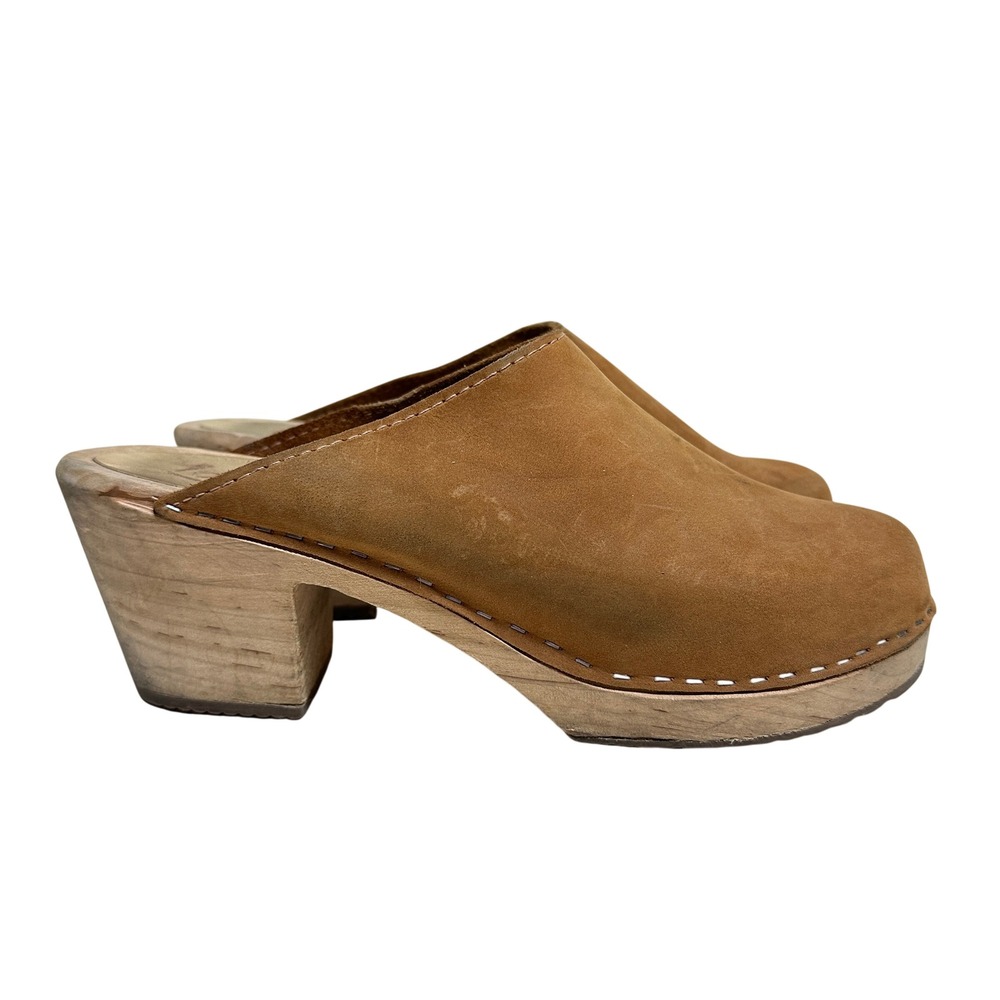 Lotta From Stockholm Women Clogs‎ Tan Suede Block Heel Slip On Sweden 42 / US 10